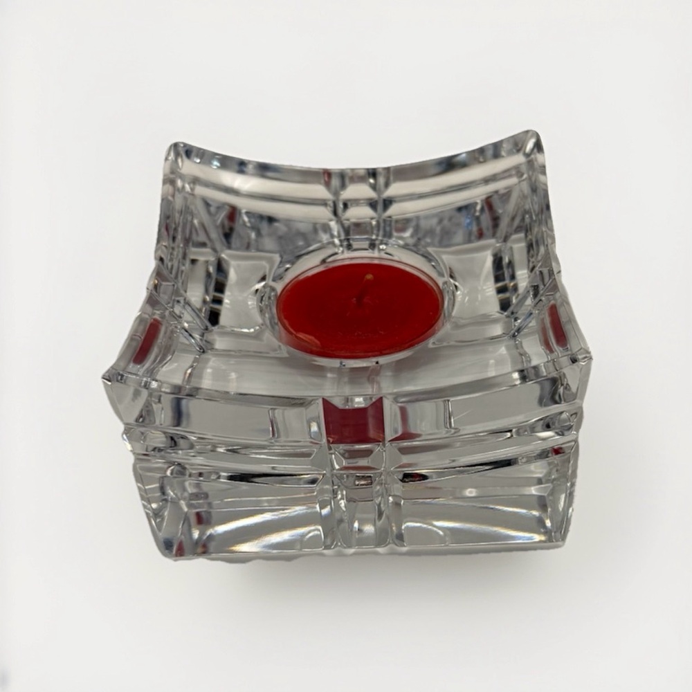 Waterford Crystal Cygnus Square Votive Candle Holder Slovenia 4in Vintage